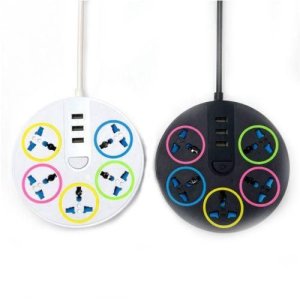 Extension Power Surge Potector Round, 5 Ports with 3 USB, Obitonia